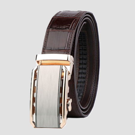 Alligator Belt with Automatic Buckle-Brown