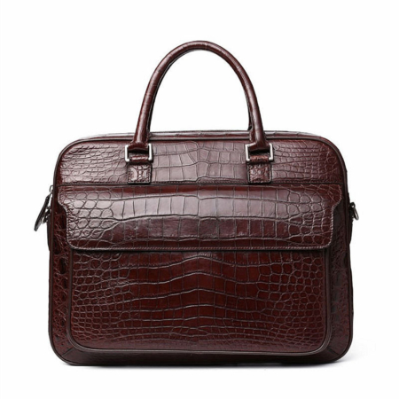 SSW - Carryall Duffle Leather Bag in Crocodile Print Black Noir