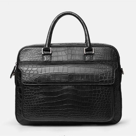 Alligator Briefcase Laptop Shoulder Messenger Bag for Men-Black