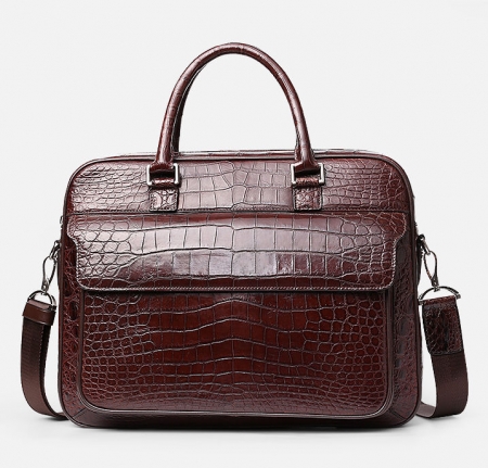 Alligator Briefcase Laptop Shoulder Messenger Bag for Men-Front
