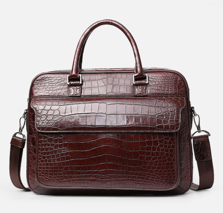 Alligator Briefcase Laptop Shoulder Messenger Bag for Men-Front