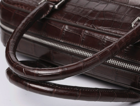 Alligator Briefcase Laptop Shoulder Messenger Bag for Men-Top Handle