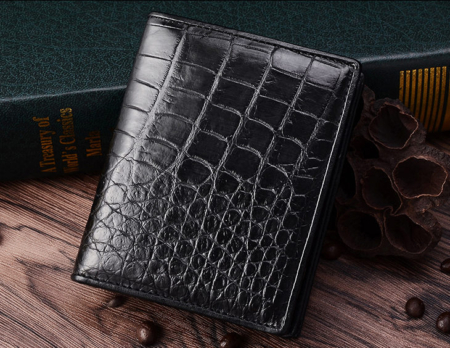 Best Crocodile Leather Wallet, Luxury Crocodile Leather Wallet for Men-Black-Exhibition