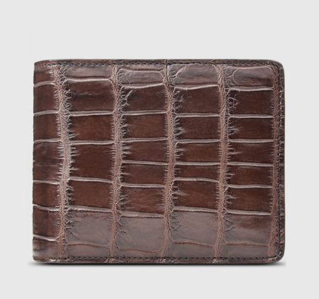 Classic Alligator Wallet, Genuine Alligator Skin Wallet for Men-Brown