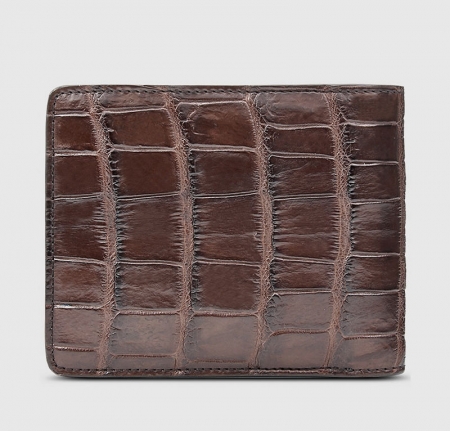 Classic Alligator Wallet, Genuine Alligator Skin Wallet for Men-Brown-Back