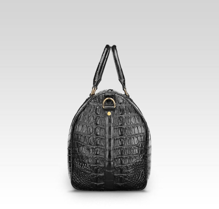 Crocodile Leather Travel Weekender Overnight Duffel Bag-Side