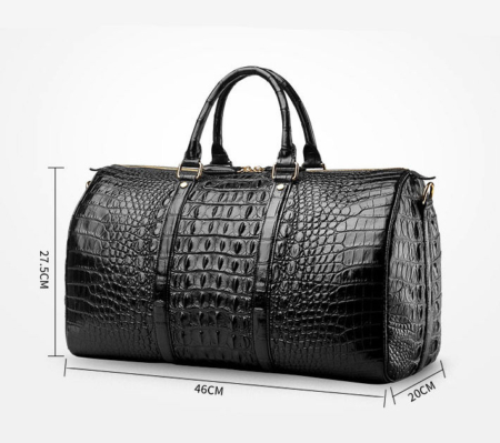 Crocodile Leather Travel Weekender Overnight Duffel Bag-Size