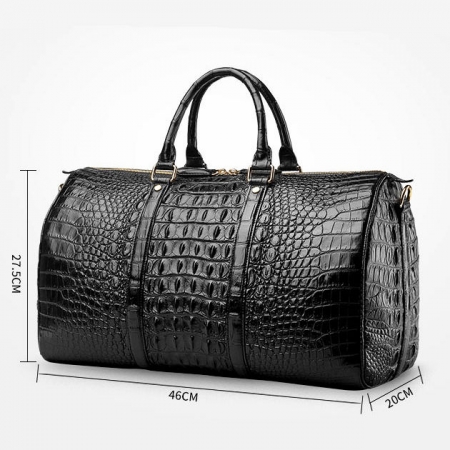 Crocodile Leather Travel Weekender Overnight Duffel Bag-Size