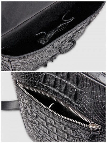 Crocodile Messenger Bag Crossbody Shoulder Bag-Details