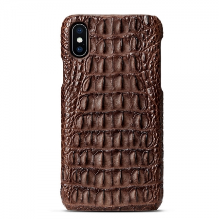 Brown iPhone Xs Max, Xs, X Crocodile Back Skin Snap-on Case