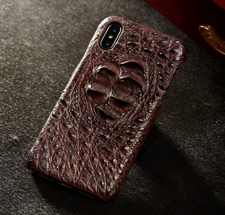 Brown iPhone Xs Max, Xs, X Crocodile Head Skin Snap-on Case-Display