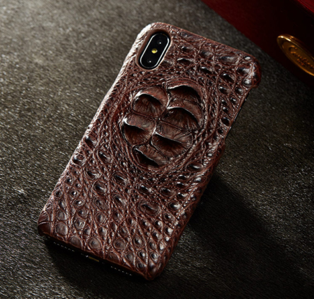 Brown iPhone Xs Max, Xs, X Crocodile Head Skin Snap-on Case-Display