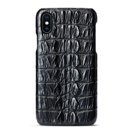 Black iPhone Xs Max, Xs, X Crocodile Tail Skin Snap-on Case