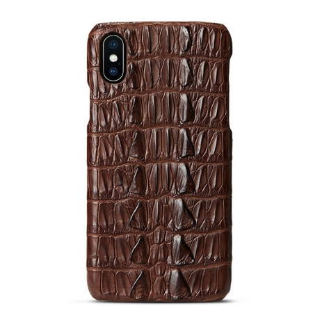 Brown iPhone Xs Max, Xs, X Crocodile Tail Skin Snap-on Case