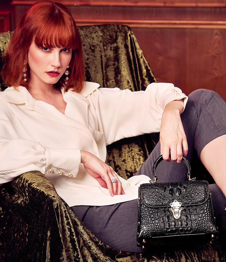 Women's Crocodile Pattern Luxury Crossbody Bag with Fringes