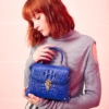 Designer Crocodile Handbag, Crocodile Crossbody Bag-Blue-Display