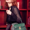 Designer Crocodile Handbag, Crocodile Crossbody Bag-Green-Display