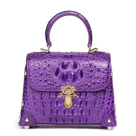 Designer Crocodile Handbags Crossbody Bags-Purple