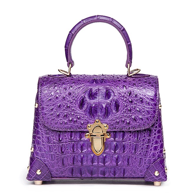 Purple Croc Flap Satchel Handbag- Order Wholesale