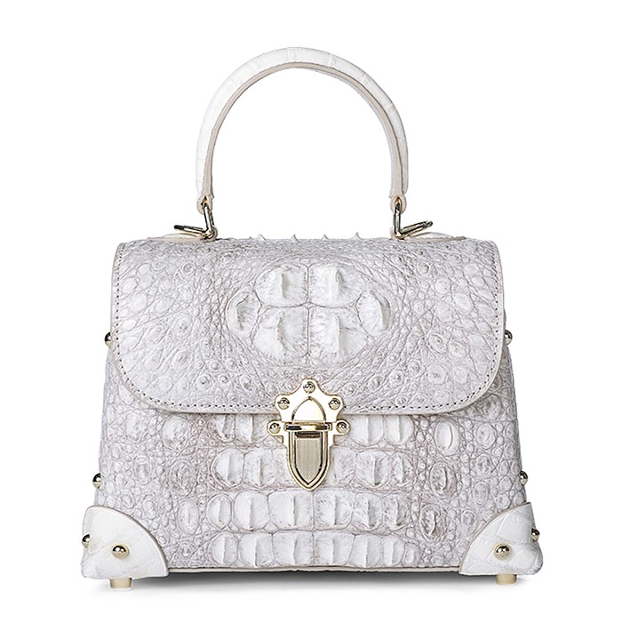 white crocodile handbag