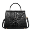 Designer Top Handle Crocodile Handbag Crossbody Bag Crocodile Purse-Black