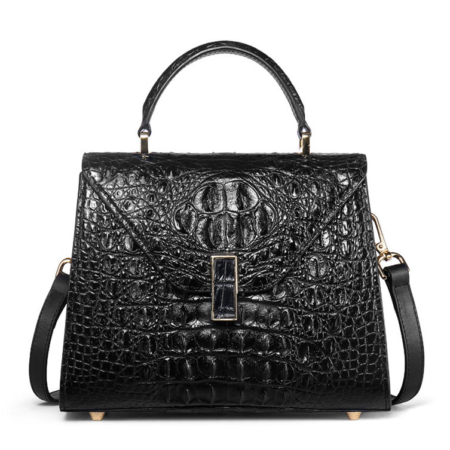 Black Crocodile Leather Gucci Purse With Tail Flap | Modernism