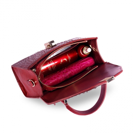 Designer Top Handle Crocodile Handbag Crossbody Bag Crocodile Purse-Inside