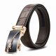 Genuine Alligator Leather Dress Belt, Automatic Sliding Buckle Ratchet Adjustable Track Belt