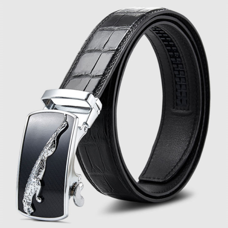 Genuine Alligator Leather Dress Belt, Automatic Sliding Buckle Ratchet ...