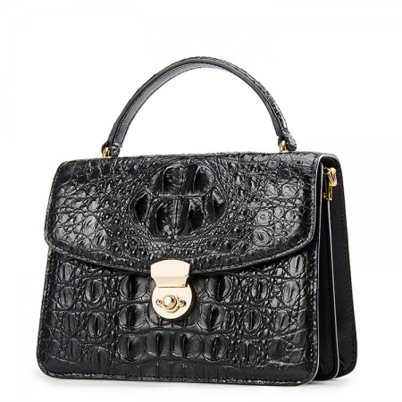 Ladies Designer Crocodile Purses Cross Body Handbags-Black