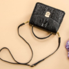 Ladies Designer Crocodile Purses Cross Body Handbags-Black-Exhibition