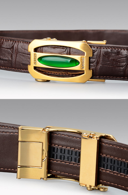 Luxury Crocodile Belt With Agate Buckle-Buckle