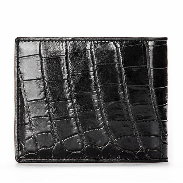 Dark blue crocodile leather wallet. Crocodile leather wallet for men.  Crocodile bifold wallet