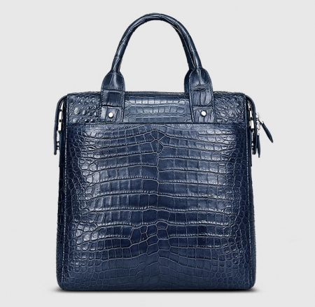 Mens Alligator Briefcase, Alligator Business Bag-Dark Blue-Back