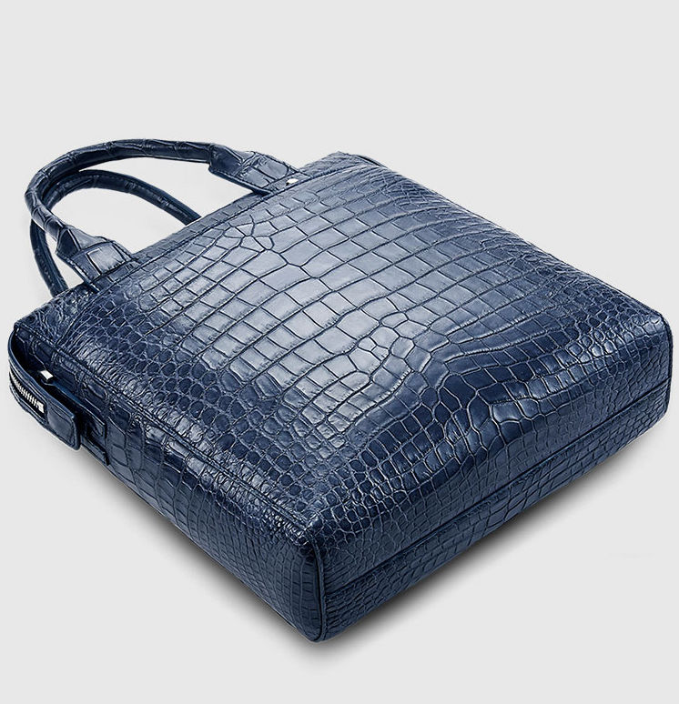 Authentic Crocodile Belly Skin Matt Finish Navy Blue Businessmen Briefcase  Working Purse Genuine Alligator Leather Male Handbag
