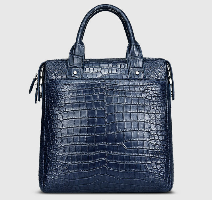 Authentic Crocodile Belly Skin Matt Finish Navy Blue Businessmen Briefcase  Working Purse Genuine Alligator Leather Male Handbag