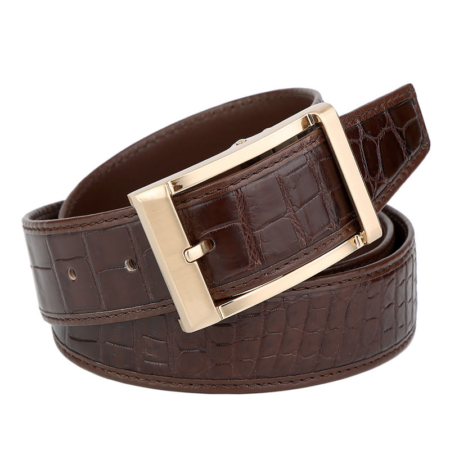 Mens Alligator Dress Belt, Classic Alligator Belt for Men-Brown