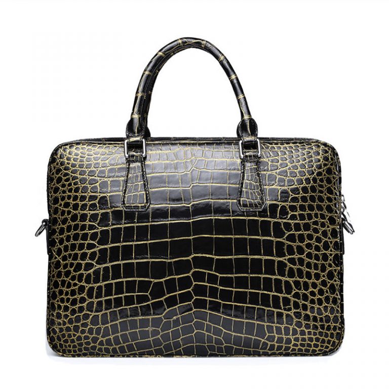 Crocodile Pattern PU Leather Laptop Bag Business Briefcase with Shoulder Strap