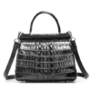 Style Crocodile Handbag Shoulder Bag Evening Bag-Black-Back