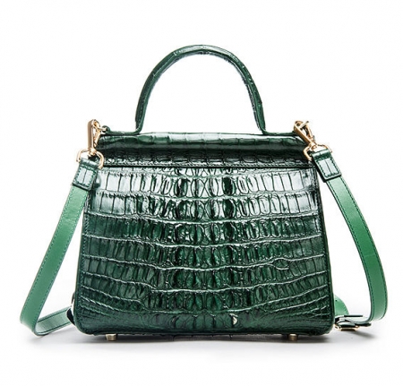 Style Crocodile Handbag Shoulder Bag Evening Bag-Green-Back
