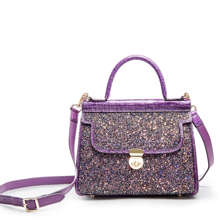 Style Crocodile Handbag Shoulder Bag Evening Bag-Purple