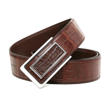 Stylish Alligator Belt, Casual Alligator Belt-Brown-Buckle