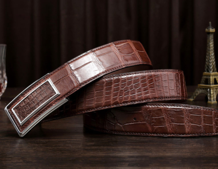 Stylish Alligator Belt, Casual Alligator Belt-Brown-Exhibition