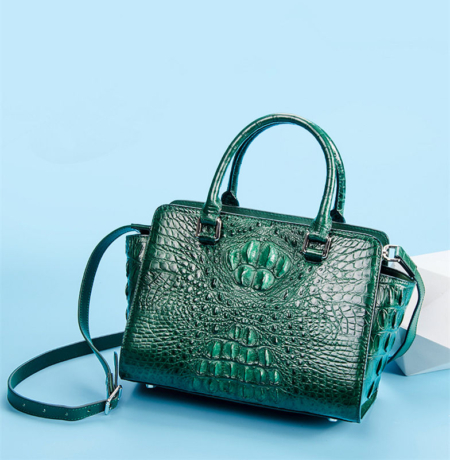 Womens Crocodile Top Handle Satchel, Crocodile Handbags Shoulder Bag-Green-Exhibition