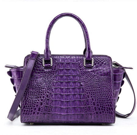 Womens Crocodile Top Handle Satchel, Crocodile Handbags Shoulder Bag-Purple-Back