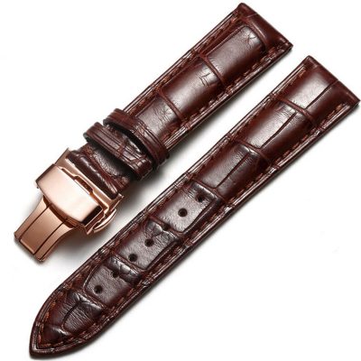 Alligator & Crocodile Apple Watch Band Brown with Rose Gold Adapter