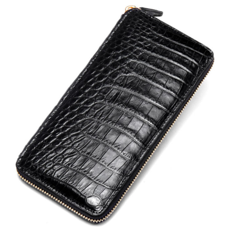 Alligator Leather Purse, Large Capacity Alligator Skin Clutch Wallet-Black