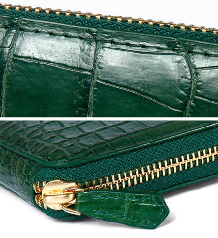 Alligator Leather Purse, Large Capacity Alligator Skin Clutch Wallet-Details