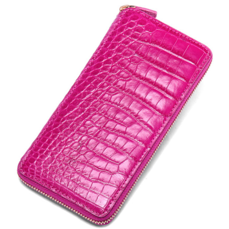 Alligator Leather Purse, Large Capacity Alligator Skin Clutch Wallet-Rose Red