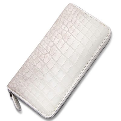 Alligator Leather Purse, Large Capacity Alligator Skin Clutch Wallet-White